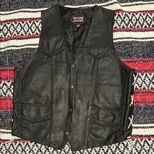 Black Men's Braided Motorcycle Vest